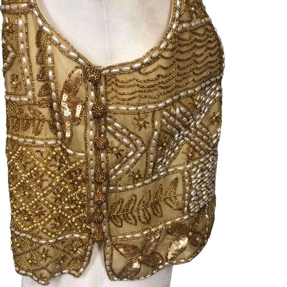 Niteline By Roufogali Top Womens S Gold 100% Silk Gold Elegant RegencyCore Y2K - Picture 10 of 15